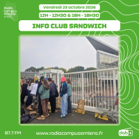Radio Campus Amiens. Vendredi 23 octobre 2026 - 12h-12h30 & 18h-18h30. INFO CLUB SANDWICH. Photo de lycéen·nes mobilisé·es.