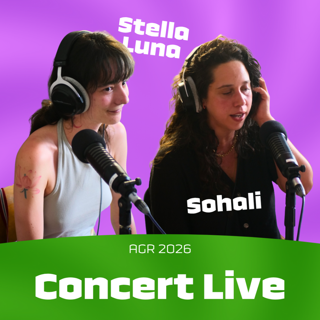 Photo de Stella Luna et Sohali sur fond violet. AGR 2026. Concert Live.